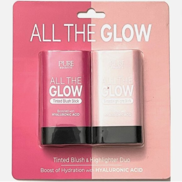 All The Glow Tinted Blush Stick & Tinted Highlight Stick with Hyaluronic Acid